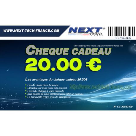 Chèque cadeau 20,00€ idée cadeau - Next-Tech® Chèque cadeau 20,00€ idée cadeau - Next-Tech®