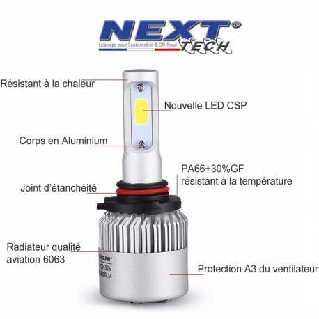 Ampoule LED moto ventilée H11 H8 75W blanc - Next-Tech® Ampoule LED moto ventilée H11 H8 75W blanc - Next-Tech®