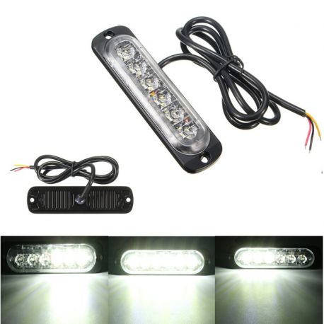 Feu de penetration signalisation flash 12/24V 18W à 6 LED de couleur blanc Feu de penetration signalisation flash 12/24V 18W à 6 LED de couleur blanc