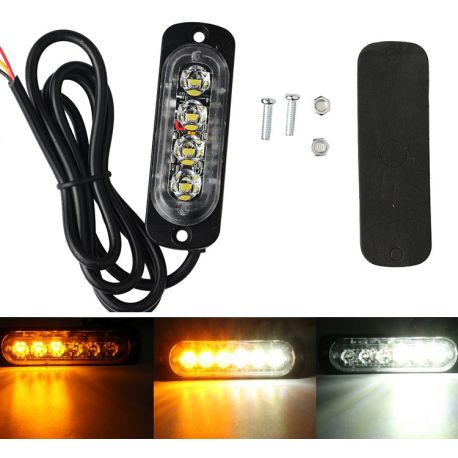 Feu de penetration signalisation flash 12/24V 12W à 4 LED - Bicolore Feu de penetration signalisation flash 12/24V 12W à 4 LED - Bicolore