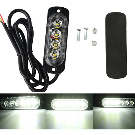 Feu de penetration signalisation flash 12/24V 12W à 4 LED - Blanc Feu de penetration signalisation flash 12/24V 12W à 4 LED - Blanc