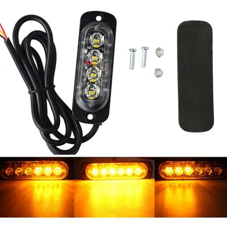 Feu de pénétration signalisation flash 12/24V 12W à 4 LED - orange