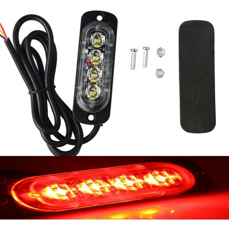Feu de penetration signalisation flash 12/24V 18W à 6 LED - Rouge Feu de penetration signalisation flash 12/24V 18W à 6 LED - Rouge