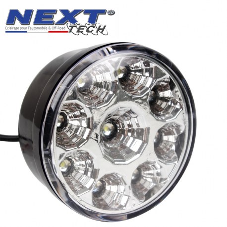 Feux de jour rond 70mm 9 LED pour voiture, moto et quad - Next-Tech® Feux de jour rond 70mm 9 LED pour voiture, moto et quad - Next-Tech®