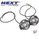 Feux de jour rond 65mm 4 LED pour voiture, moto et quad - Next-Tech®