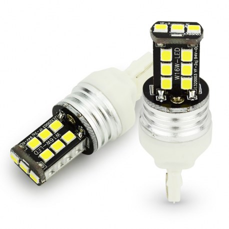 Kit 2 Ampoules LED T20 W21/5W – Blanc 6500K – Pour Feux Diurnes, Feux De Recul, Stop – 12V