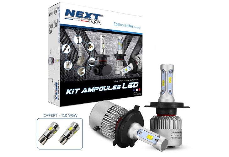 Kit ampoules LED H4 ventilés 75W blanc Next-Tech