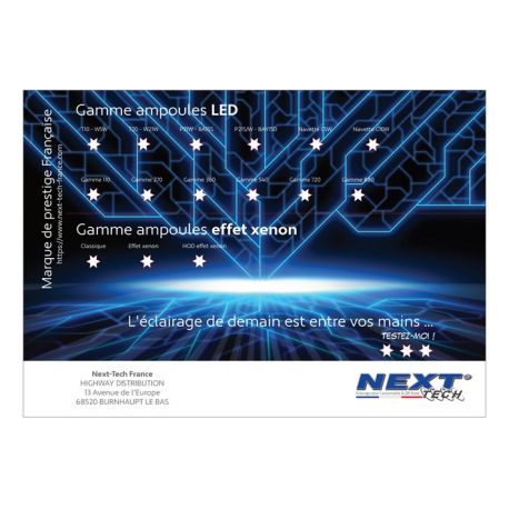 Présentoir gamme d'ampoules LED automobile 840 x 590mm - Next-Tech® France Présentoir gamme d'ampoules LED automobile 840 x 590mm - Next-Tech® France