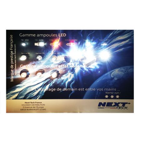 Présentoir gamme d'ampoules LED automobile 840 x 590mm - Next-Tech® France Présentoir gamme d'ampoules LED automobile 840 x 590mm - Next-Tech® France