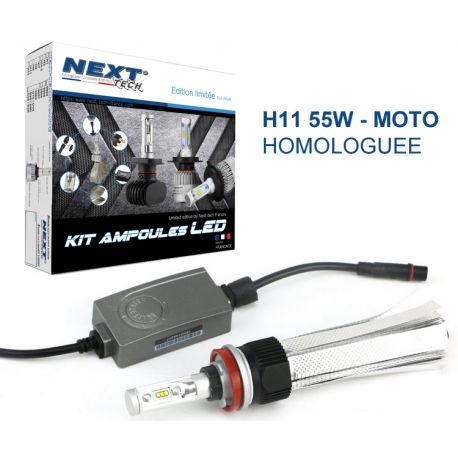 Ampoule LED moto H11 55W homologuée 6000lm Canbus - Next-Tech® Ampoule LED moto H11 55W homologuée 6000lm Canbus - Next-Tech®