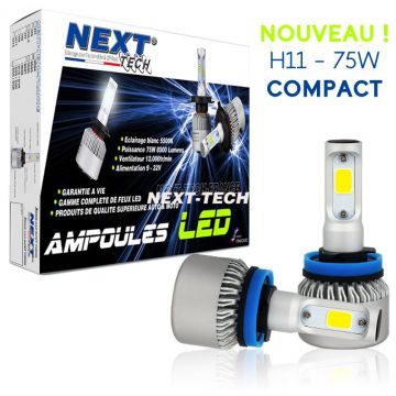 Ampoules H11 LED ventilées compactes 75W blanc - Next-Tech®