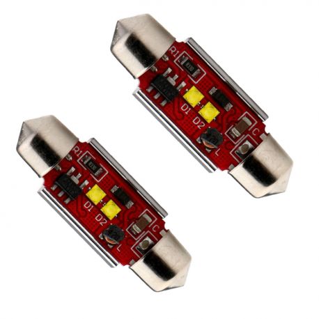 Veilleuses ampoules navette C5W à 2 Led CREE CANBUS 36mm Veilleuses ampoules navette C5W à 2 Led CREE CANBUS 36mm