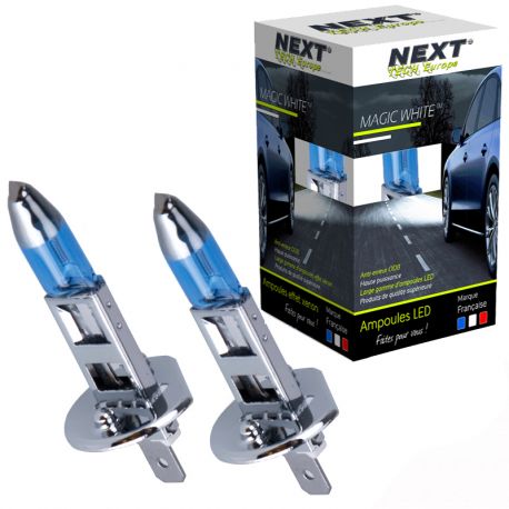 Ampoules H1 100W effet xenon - Magic White 5000K - Next-Tech® Ampoules H1 100W effet xenon - Magic White 5000K - Next-Tech®