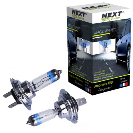 Ampoules H7 55W effet xenon - Magic White 5000K - Next-Tech® Ampoules H7 55W effet xenon - Magic White 5000K - Next-Tech®