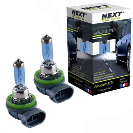 Ampoules H11 55W effet xenon - Magic White 5000K - Next-Tech® Ampoules H11 55W effet xenon - Magic White 5000K - Next-Tech®