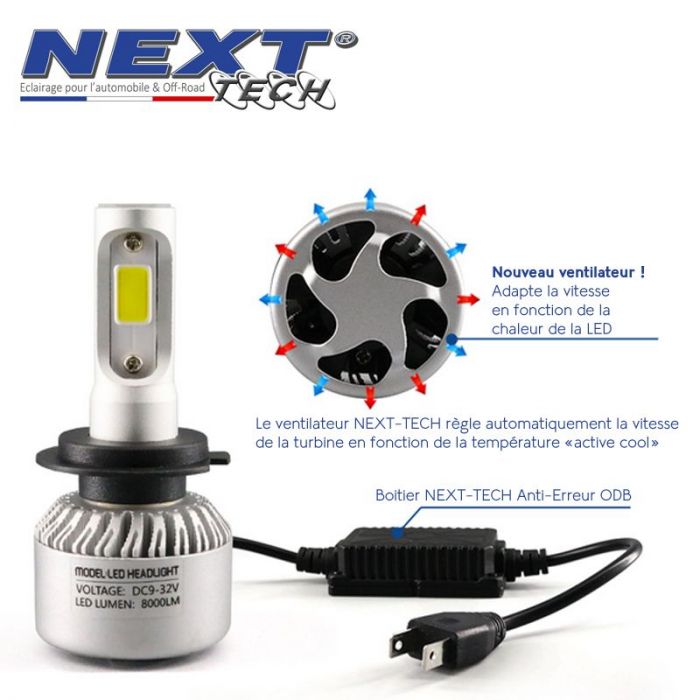 Ampoules H1 75W LED ventilées blanc - Next-Tech