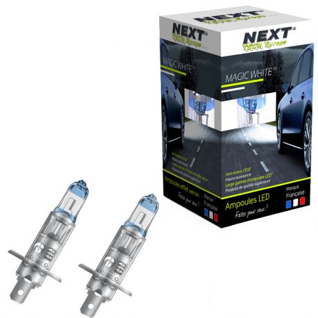 Ampoules effet xenon H1 55W Magic White V2 6000K Next-Tech® Ampoules effet xenon H1 55W Magic White V2 6000K Next-Tech®
