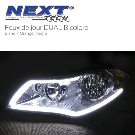 Feu de jour DRL bande flexible DUAL LED blanc et orange clignotant Feu de jour DRL bande flexible DUAL LED blanc et orange clignotant