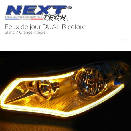 Feu de jour DRL bande flexible DUAL LED blanc et orange clignotant Feu de jour DRL bande flexible DUAL LED blanc et orange clignotant