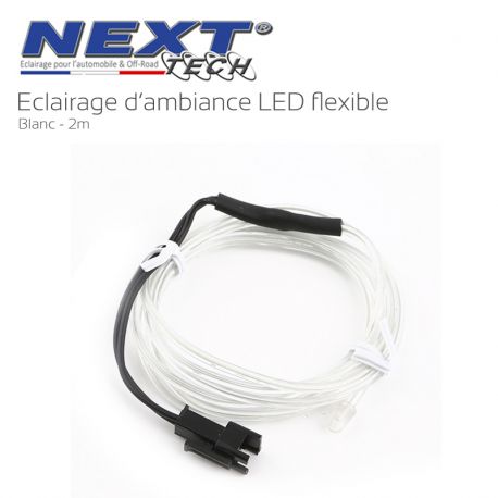 Eclairage LED d'ambiance flexible 2M pour habitacle véhicule - Blanc Eclairage LED d'ambiance flexible 2M pour habitacle véhicule - Blanc