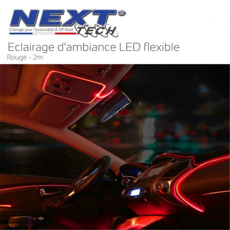 Eclairage LED d'ambiance flexible 2M pour habitacle véhicule - Rouge Eclairage LED d'ambiance flexible 2M pour habitacle véhicule - Rouge