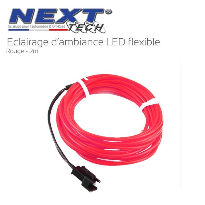 Eclairage LED d'ambiance flexible 2M pour habitacle véhicule - Rouge