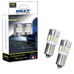 Ampoules H6W LED type BAX9S anti-erreur ODB - Blanc