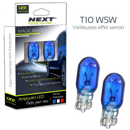 Veilleuses W5W T10 effet xenon 12V 5W blanc pur Veilleuses W5W T10 effet xenon 12V 5W blanc pur