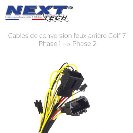 Câbles de conversion feux arrière Golf 7 dynamique Ph1 vers Ph 2 Câbles de conversion feux arrière Golf 7 dynamique Ph1 vers Ph 2