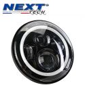 Phare LED rond 180mm pour moto FULL LED avec feux de jour - Noir