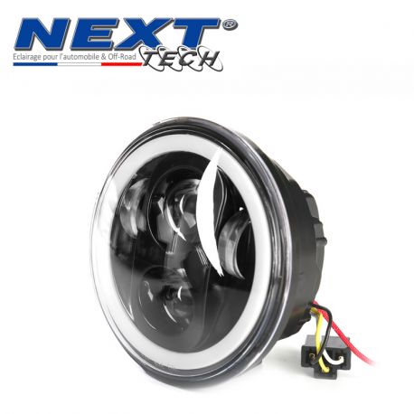 Phare LED rond 180mm pour moto FULL LED avec feux de jour - Noir Phare LED rond 180mm pour moto FULL LED avec feux de jour - Noir