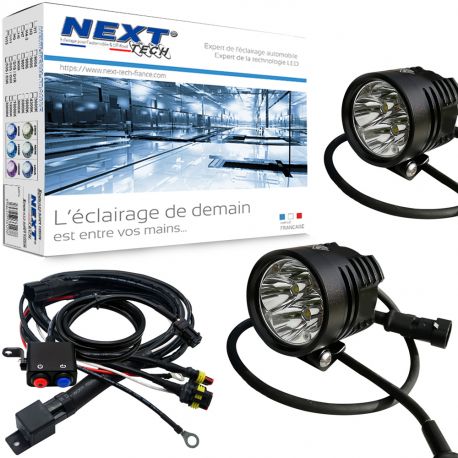 Phares LED moto NT-XP4 12V 50W haut de gamme noir avec câbles