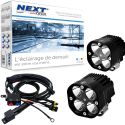 Feux LED moto carrés NT-CX4 12V 50W haut de gamme noir avec câbles