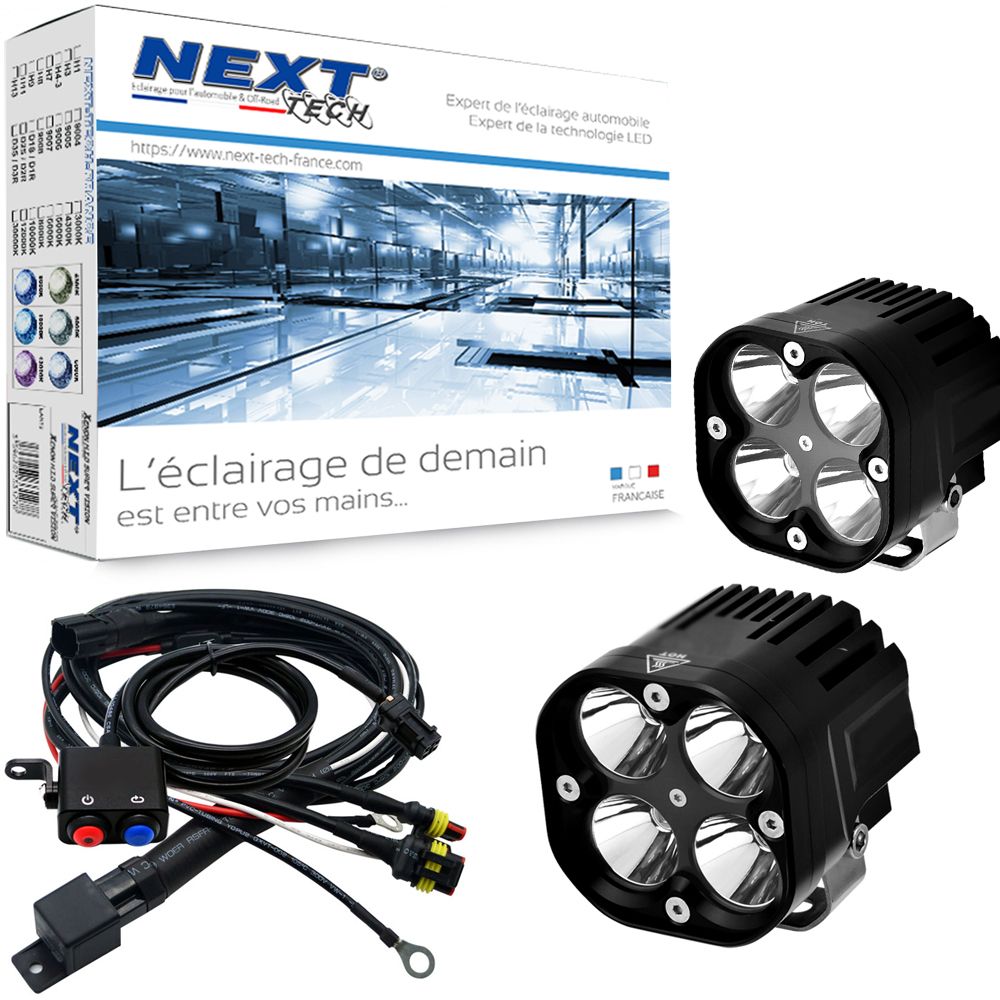 Feux LED moto carrés NT-CX4 12V 50W haut de gamme noir avec