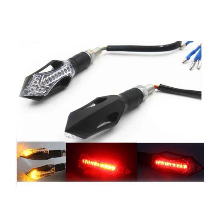 2 Clignotants LED + Stop + Veilleuse - 3 Fonctions - défilant Moto