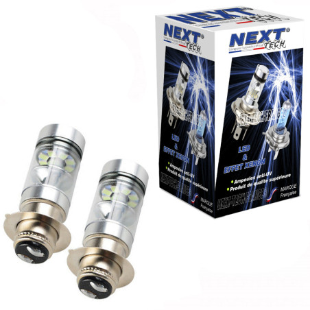 Ampoule LED BA20D Pour Phare Moto – Super Lumineuse 3000LM, AC/DC 12-80V, Non Polarisée – Projecteur 360°, Blanc