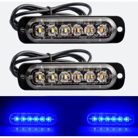 Feu de pénétration signalisation flash 12/24V 18W à 6 LED - Bleu Feu de pénétration signalisation flash 12/24V 18W à 6 LED - Bleu