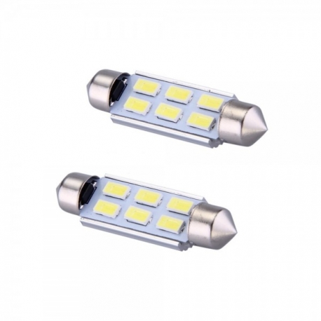 Veilleuses ampoules navette C10W à 6 Leds CANBUS Veilleuses ampoules navette C10W à 6 Leds CANBUS