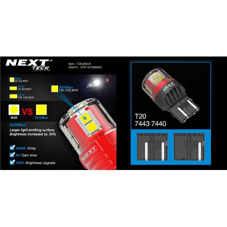 Ampoules T20 LED W21/5W 7443 Canbus 12-24V Rouge Ampoules T20 LED W21/5W 7443 Canbus 12-24V Rouge