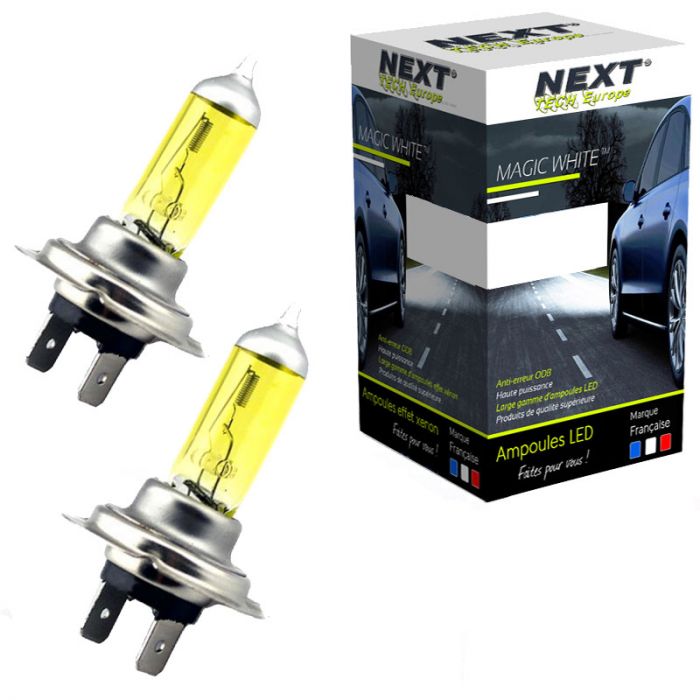 Ampoules effet vintage H7 12V 100W jaunes 2700K look ancien