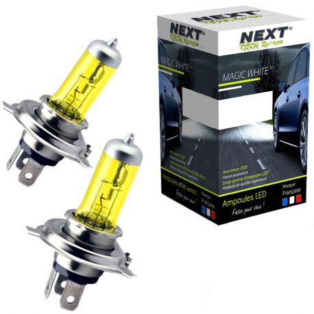 Ampoules H4 12V 100W jaunes 2700K look ancien Ampoules H4 12V 100W jaunes 2700K look ancien