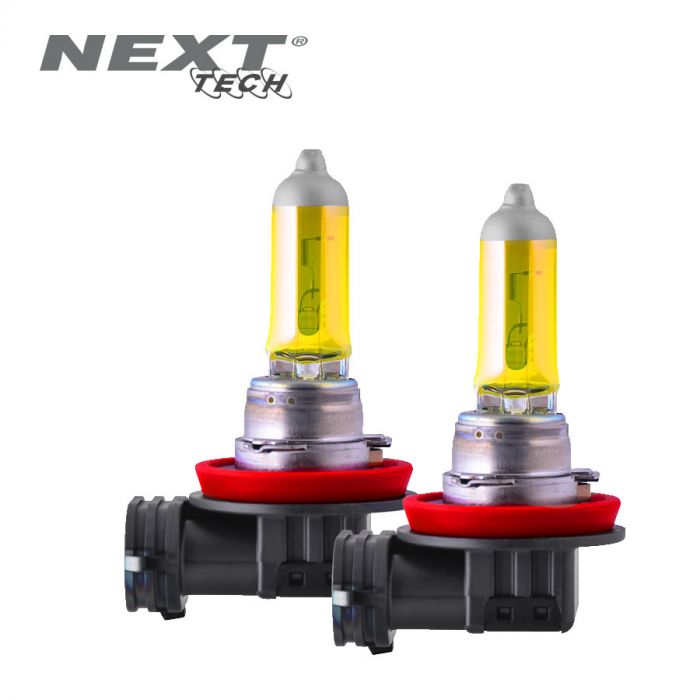 Kit 2 Ampoules Phare H1 100W Jaune 2700K - Longue Portée, Homologué Route - Pour Phares Historiques