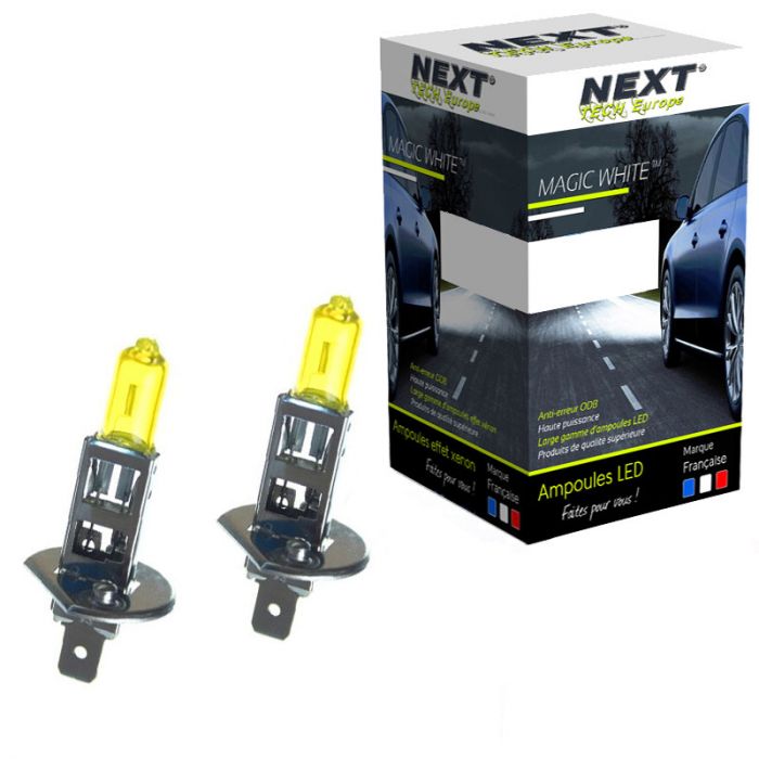 Ampoules effet vintage H1 55W 12V jaunes 2700K look ancien