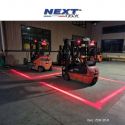 Zone de danger rouge delimitation au sol pour engin de chantier angles morts
