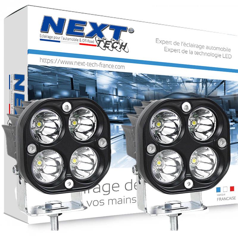 Feux LED additionnels carrés longue portée 75mm pour camion et 4x4