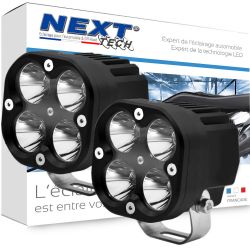 Phares LED moto NT-XP4 12V 50W haut de gamme noir avec câbles