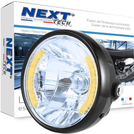 phare-de-moto-180mm-rond-effet-xenon-100w-avec-clignotants-led-integres phare-de-moto-180mm-rond-effet-xenon-100w-avec-clignotants-led-integres