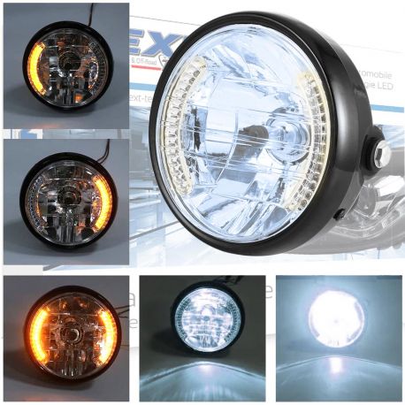 phare-de-moto-180mm-rond-effet-xenon-100w-avec-clignotants-led-integres phare-de-moto-180mm-rond-effet-xenon-100w-avec-clignotants-led-integres