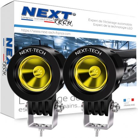 Projecteurs additionnels LED jaune pour moto