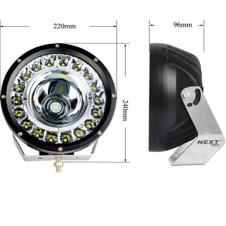 feu-led-220mme-extra-longue-portee-et-antibrouillard-pour-camion-SUV-4x4-et-bateaux-dimensions-et-vue-de-cote feu-led-220mme-extra-longue-portee-et-antibrouillard-pour-camion-SUV-4x4-et-bateaux-dimensions-et-vue-de-cote